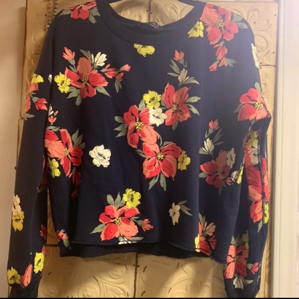 Abercrombie & Fitch Floral Sweater - Navy and Multicolor